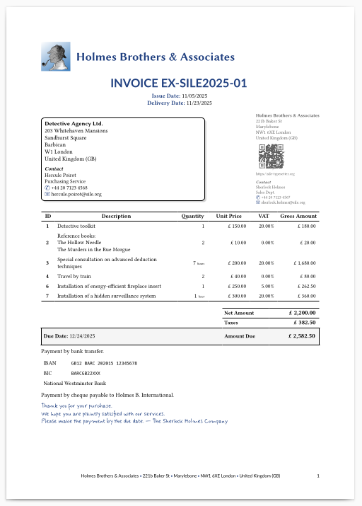 Generated invoice PDF preview
